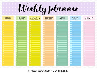 Weekly planner, printable page for note book .