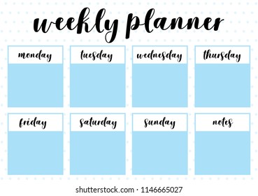 Weekly Planner Printable Page Note Book Stock Vector (Royalty Free ...