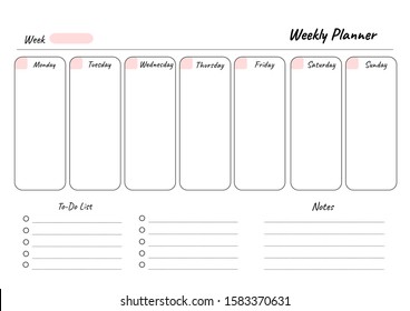 Daily Planner Printable Template Vector Blank Stock Vector (Royalty ...