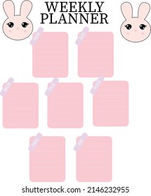 weekly planner with rabbit, notes,stationary,organizer for daily planner