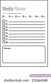 Weekly Planner sheet notes