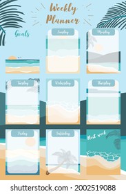 Weekly planner start on Sunday with bear cub,fox,wild,goals that use for vertical digital and printable A4 A5 size