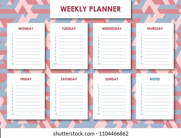 Weekly Planner Students School Planning Sheet Stock Vector (Royalty ...