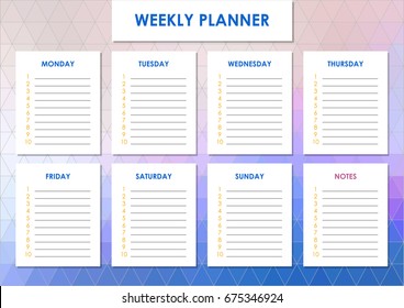 Weekly planner for students, school planning sheet, weekly list