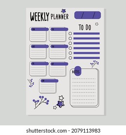 Weekly Planner Template in Bright Purple