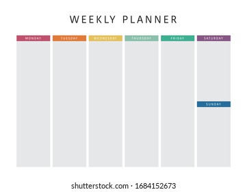 Weekly planner template for companies and private use.