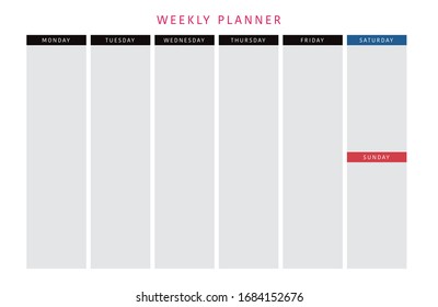 Weekly planner template for companies and private use.