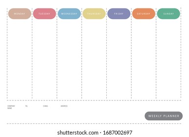 Weekly planner template for companies and private use.