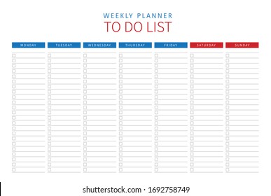 Weekly planner template for companies and private use.