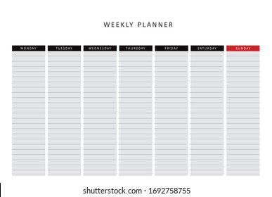 Weekly planner template for companies and private use.