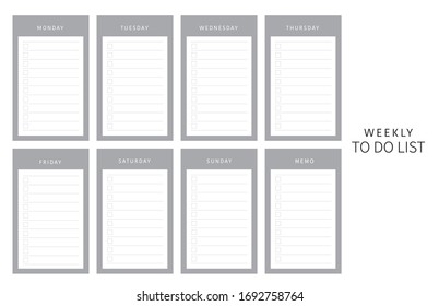 Weekly planner template for companies and private use.