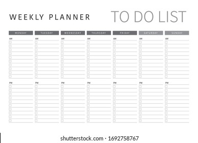 Weekly planner template for companies and private use.