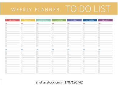 Weekly planner template for companies and private use.