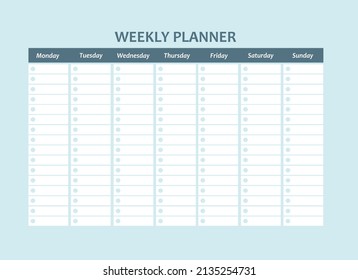 Weekly planner template for companies and private use.