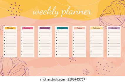 weekly planner template with flowers