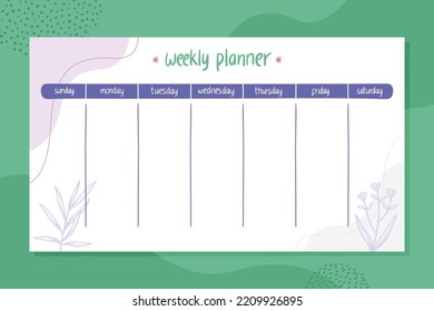 Wochenplanervorlage mit organischer Form