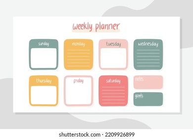 weekly planner template with organic shape