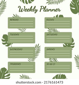 Weekly planner template. organizer and schedule with place for notes