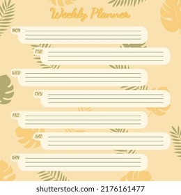 Weekly planner template. organizer and schedule with place for notes