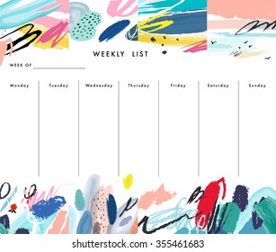 Weekly Planner Template. Organizer and Schedule with place for Notes and Goals. Vector. Isolated