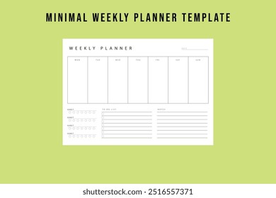 Weekly Planner Template  | Simple and Organized Weekly Schedule