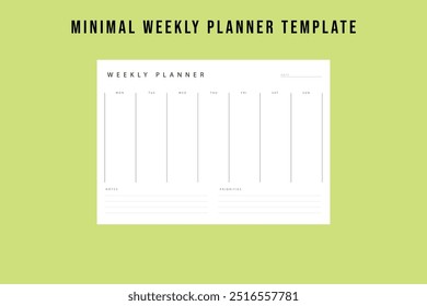 Weekly Planner Template | Simple and Organized Weekly Schedule