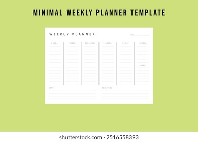 Weekly Planner Template | Simple and Organized Weekly Schedule