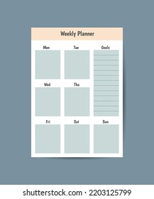 Weekly planner template. Simple printable to do list. Business organizer page. Paper sheet. Realistic vector illustration.
