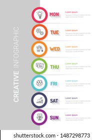 weekly planner, Timeline business for 7 day, Presentation business can be used for Business concept with 7 options, steps or processes. 