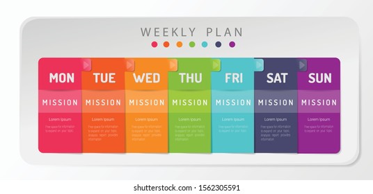 weekly planner, Timeline business for 7 day, Presentation business can be used for Business concept with 7 options, steps or processes. 