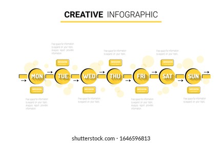 weekly planner, Timeline business for 7 day, Presentation business can be used for Business concept with 7 options, steps or processes. 