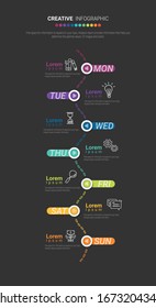 planificador semanal, negocio de línea de tiempo para 7 días, el negocio de presentación se puede utilizar para el concepto de negocio con 7 opciones, pasos o procesos. 