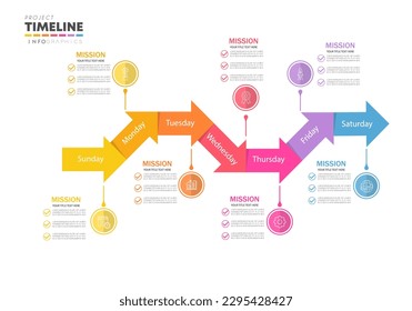 Weekly planner, Timeline business for 7 day, Presentation business can be used for Business concept with 7 options, vector illustration.