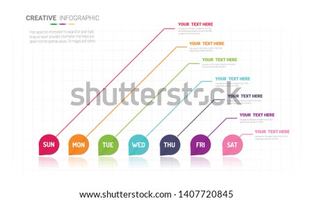 weekly planner, Timeline business for 7 day, Timeline infographics design vector and Presentation business can be used for Business concept with 7 options, steps or processes. 