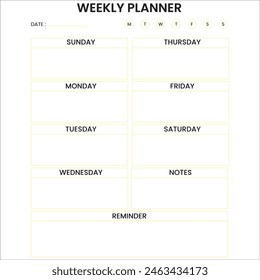 Weekly Planner, You will get high-quality print-ready EPS Files. It's comes in popular sizes, and the files are editable.