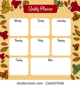 weekly plannere with autumn leaves