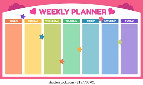 Weekly planner,note paper design, school timetable or organizer template and to do list.