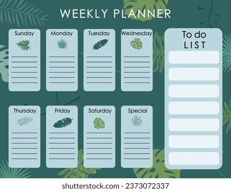 weekly planner.week start on sunday with safari style that use for horizontal digital