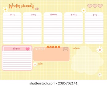 weekly reminder planner inspiration notepaper design printable . Pink, soft color kawaii pages for tags , daily notes, diet menu breakfast lunch dinner 