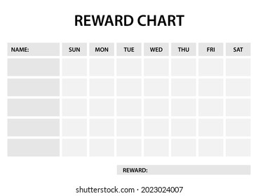 Weekly Reward Chart Blank Template. Clipart Image