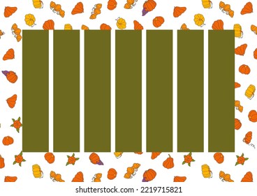 Weekly routine organization, simple life planner. Autumn design template, hand drawn pumpkins, flat vector illustration