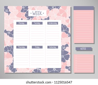 Weekly schedule blank routine planner vector template