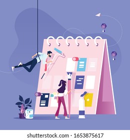 Weekly schedule and calendar planner organization management-Planner or schedule concept