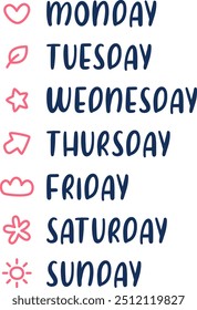 Weekly Schedule For Diary Vector Illustration