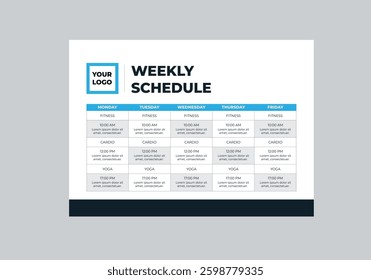 Weekly Schedule, Event Schedule layout design template with unique design style concept	