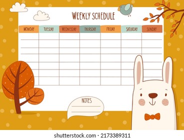 weekly schedule for kids with hare