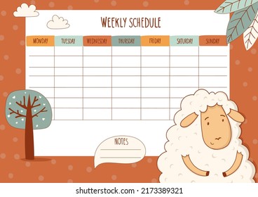 weekly schedule for kids with sheep