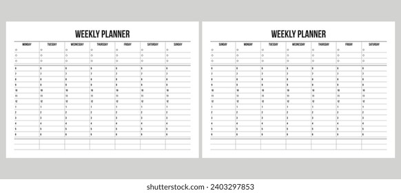 Weekly Schedule Planner Printable Sunday start