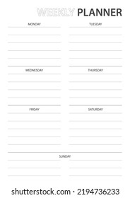 Weekly Schedule planner with simple line design