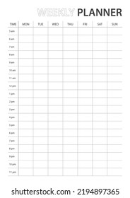 Weekly Schedule Sheets Agenda Hour Stock Vector (Royalty Free ...